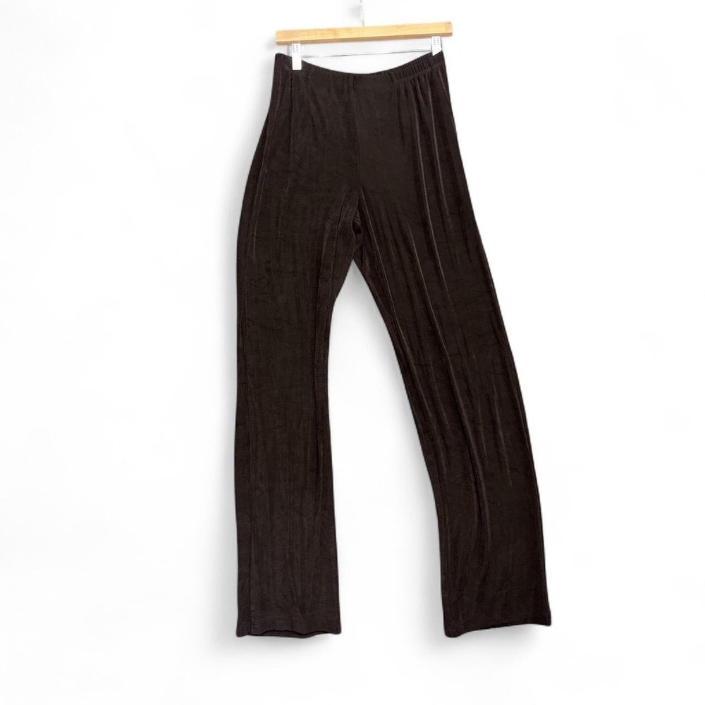 Chico's Travelers Pants Womens 1 Brown Slinky Jersey Pull On Stretch Travel